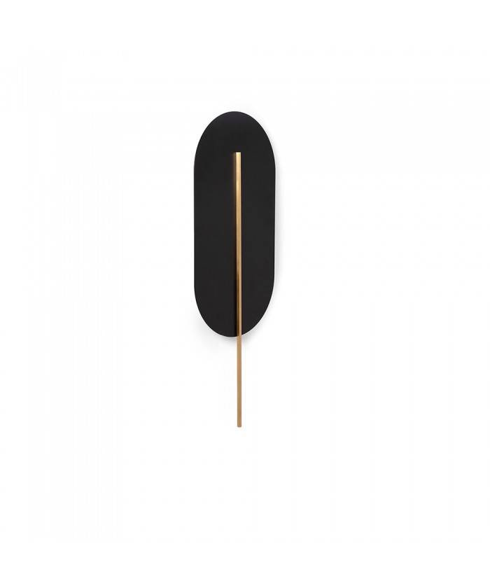 Ummo :: Rokke black wall lamp with brass detail, height 56.6 cm