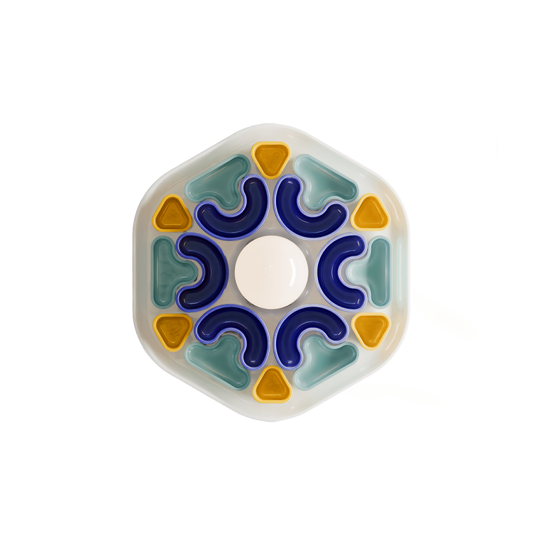 Ferroluce :: Phytia wall lamp / sconce diameter 37 cm ceramic cobalt / mint / yellow