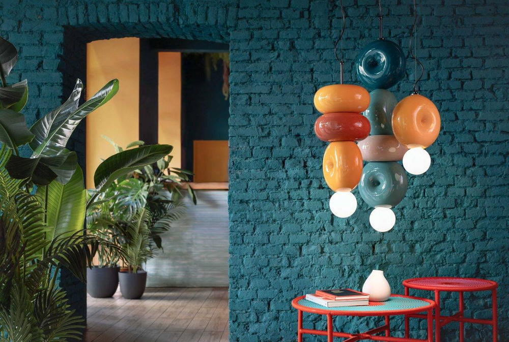 Ferroluce :: Bumbum hanging lamp, diameter 25 cm, ceramic, red