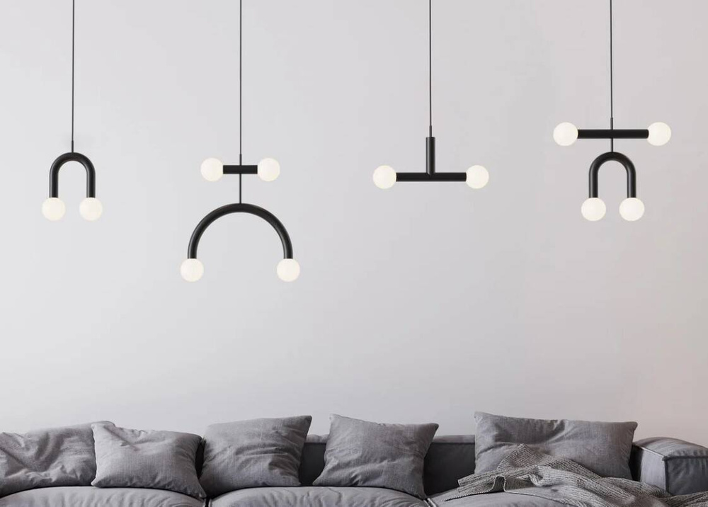 Robin :: Rigoberta Duo Super Curved hanging lamp, black, width 49.5 cm