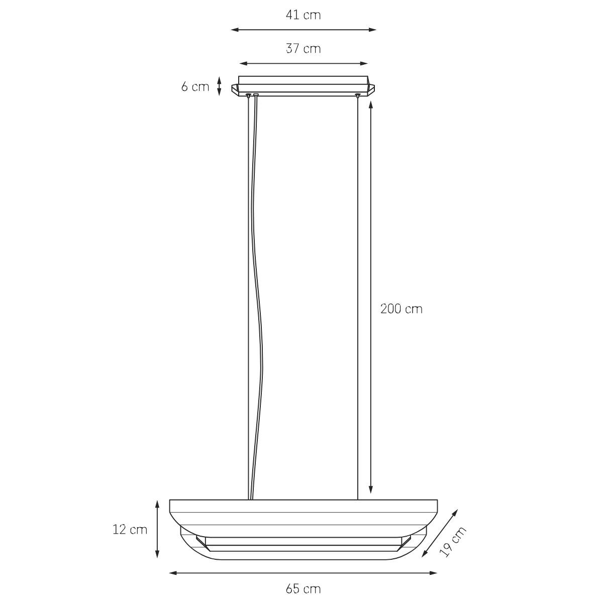 Kaspa :: Apolin linear pendant lamp, width 65 cm, black and white