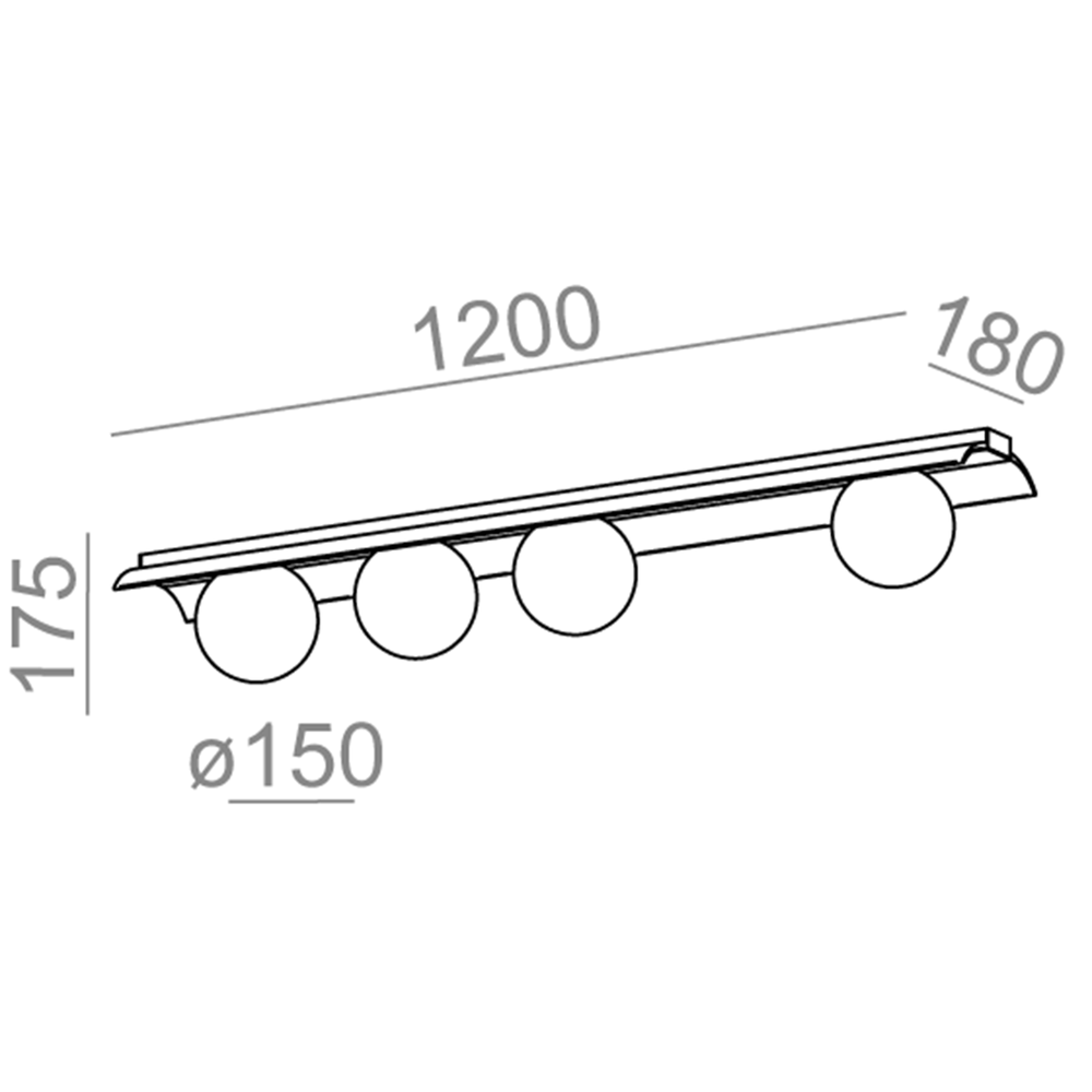 Aqform :: Deckenlampe aus Metall Modern Ball Breite 120 cm gold