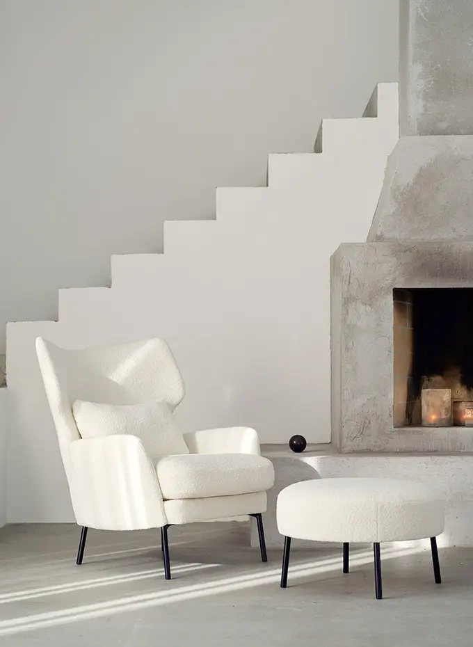 Sits :: Alex upholstered footstool/pouffe, diameter 64 cm