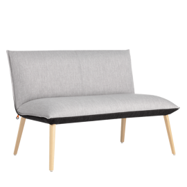 Mobitec :: 2-seater upholstered sofa/bench Soft C08, width 121 cm, gray, with wooden legs