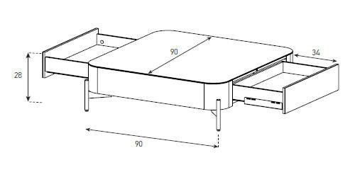 Nordic Line :: Turtle coffee table, width 90 cm, colors to choose from