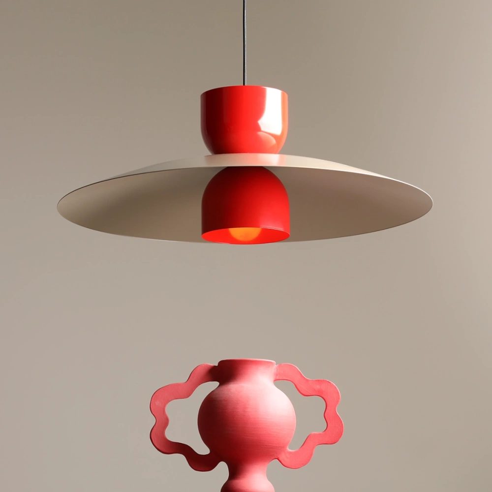 Artera :: Lampa wisząca Nutta śr. 65 cm beżowo-czerwona