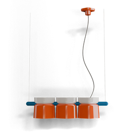 Ferroluce :: Yakitori hanging lamp, width 130 cm, orange-gray