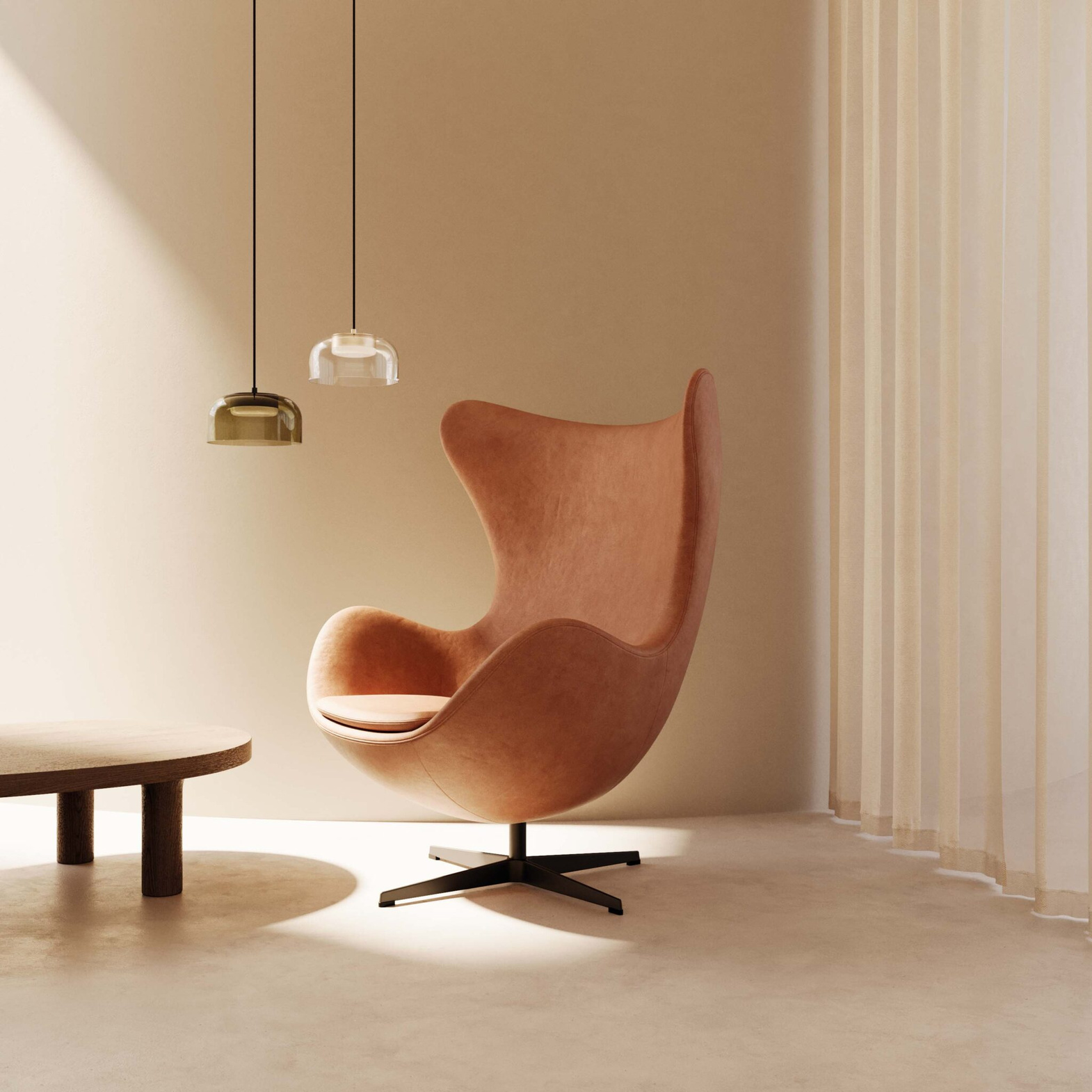 Aromas:: Ipon pendant lamp, smoked gray, black metal shade