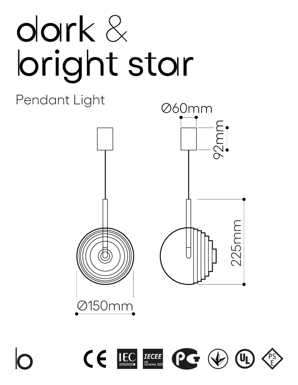 Bomma :: Hanging lamp Dark & Bright Star transparent dia. 15 cm