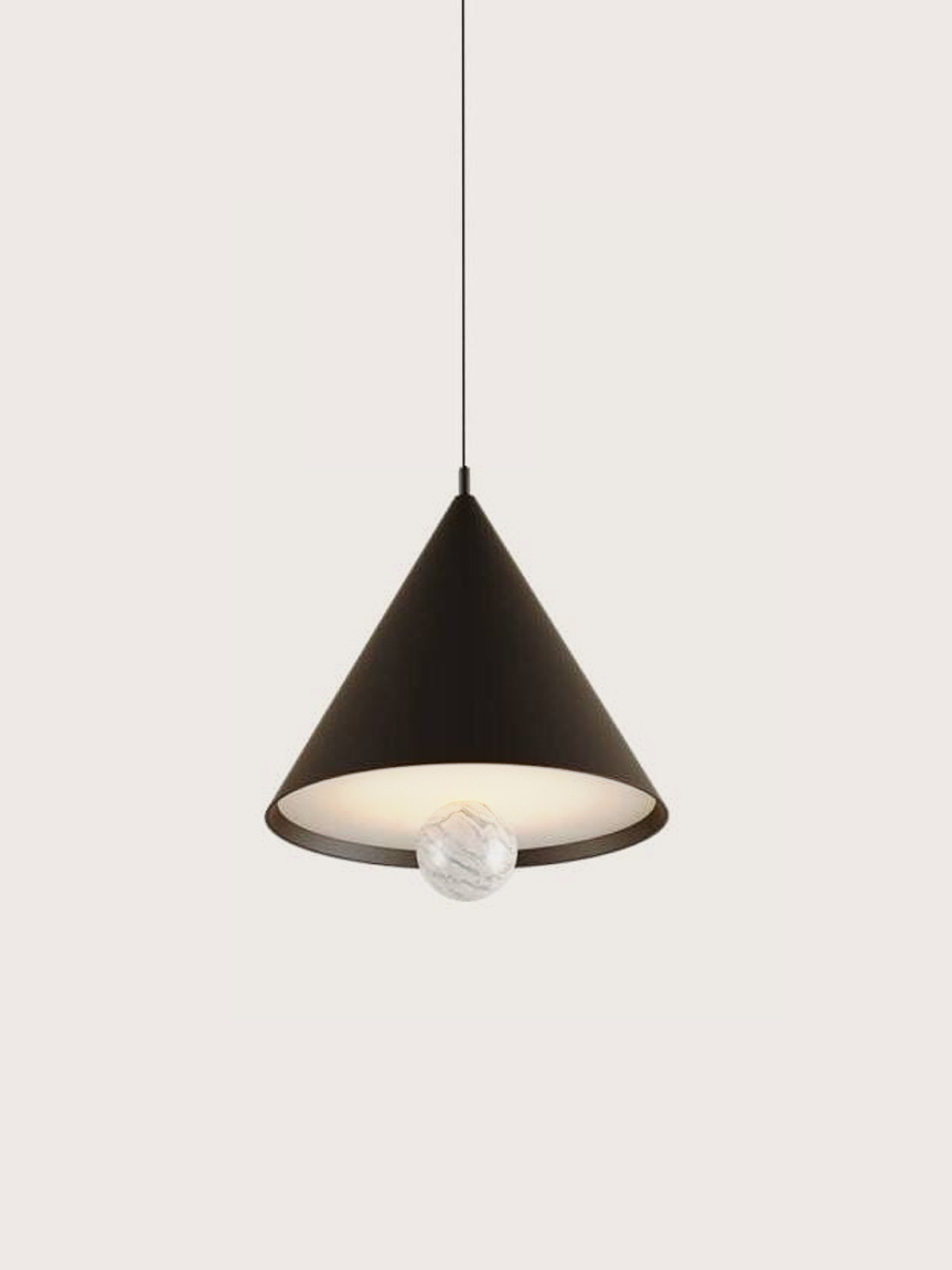 Aromas :: Marg hanging lamp, diameter 40 cm, black metal / white marble