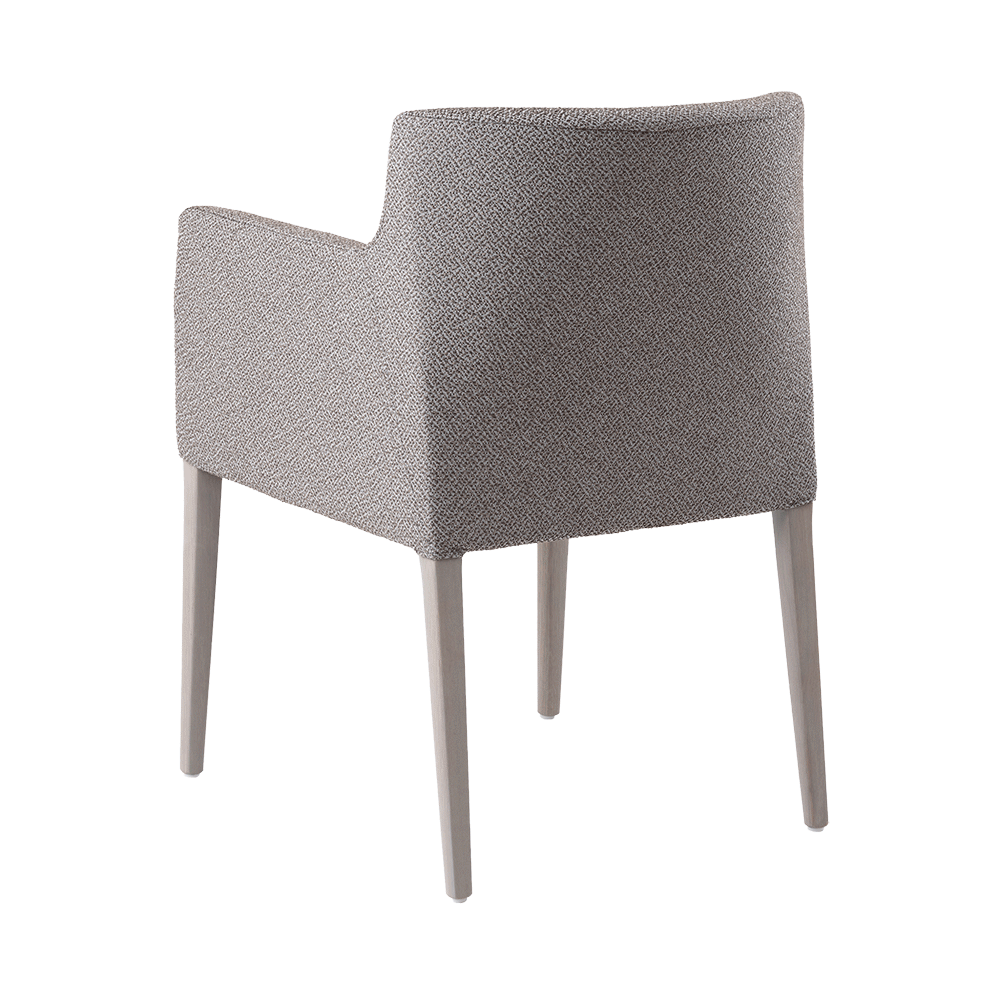 Mobitec :: Margaux C03 upholstered chair, gray, with armrests, 54 cm wide, wooden legs