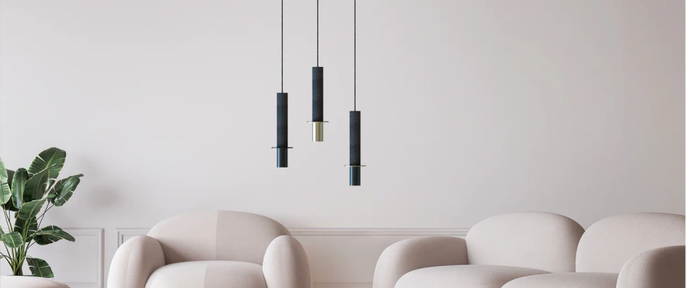 Robin :: Rita Hängelampe, Höhe 41 cm, Schwarz und Messing (Goldscheibe)