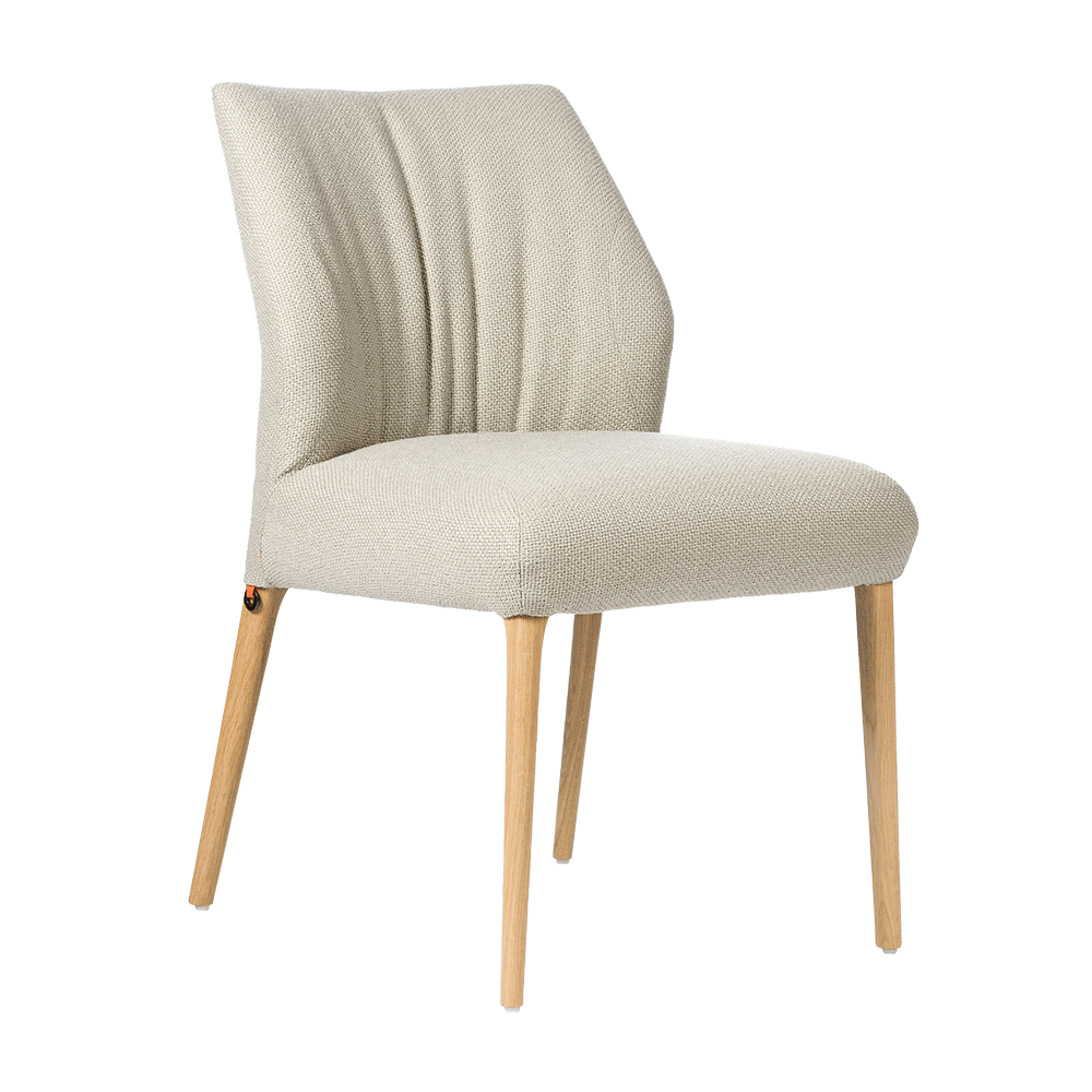 Mobitec :: Enora C04 upholstered chair, cream, width 52 cm, wooden legs