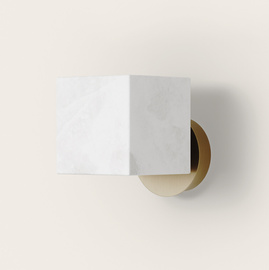 Aromas :: Lampa ścienna / kinkiet Cubic biały marmur złoty metal