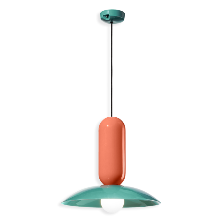 Ferroluce :: Pau orange and green pendant lamp, diameter 40 cm