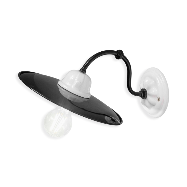 Ferroluce :: Potenza Wandleuchte/Wandleuchte, weiß und schwarz, Durchmesser 25 cm