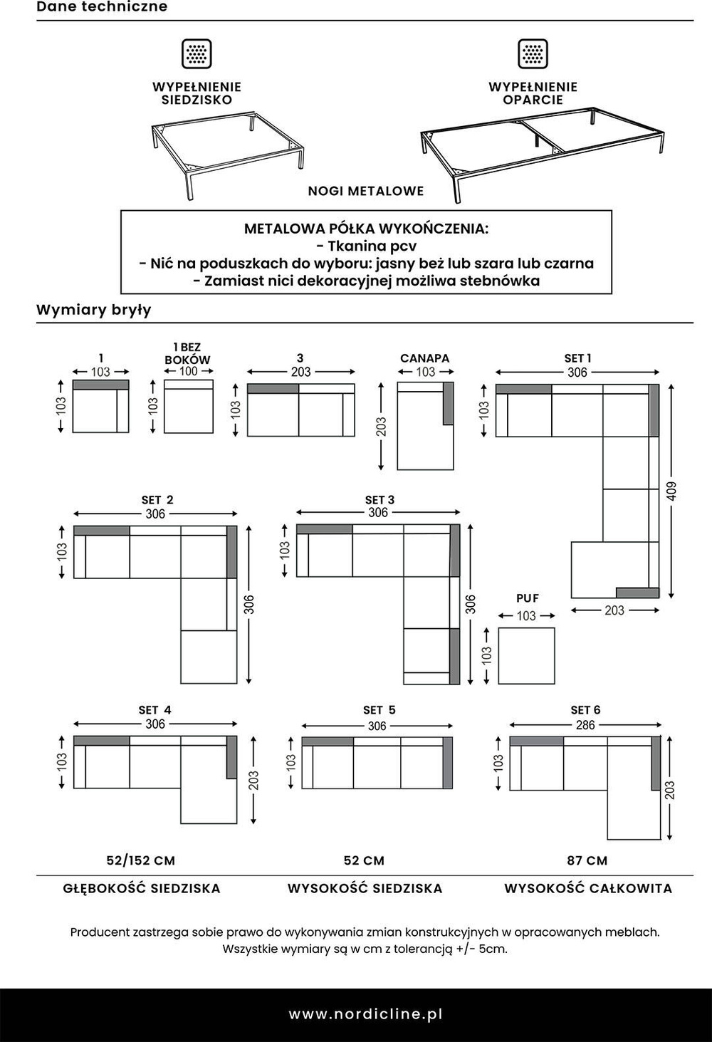 Nordic Line :: Ecksofa / Ecksofa links gepolstert Study grau Breite 286 cm