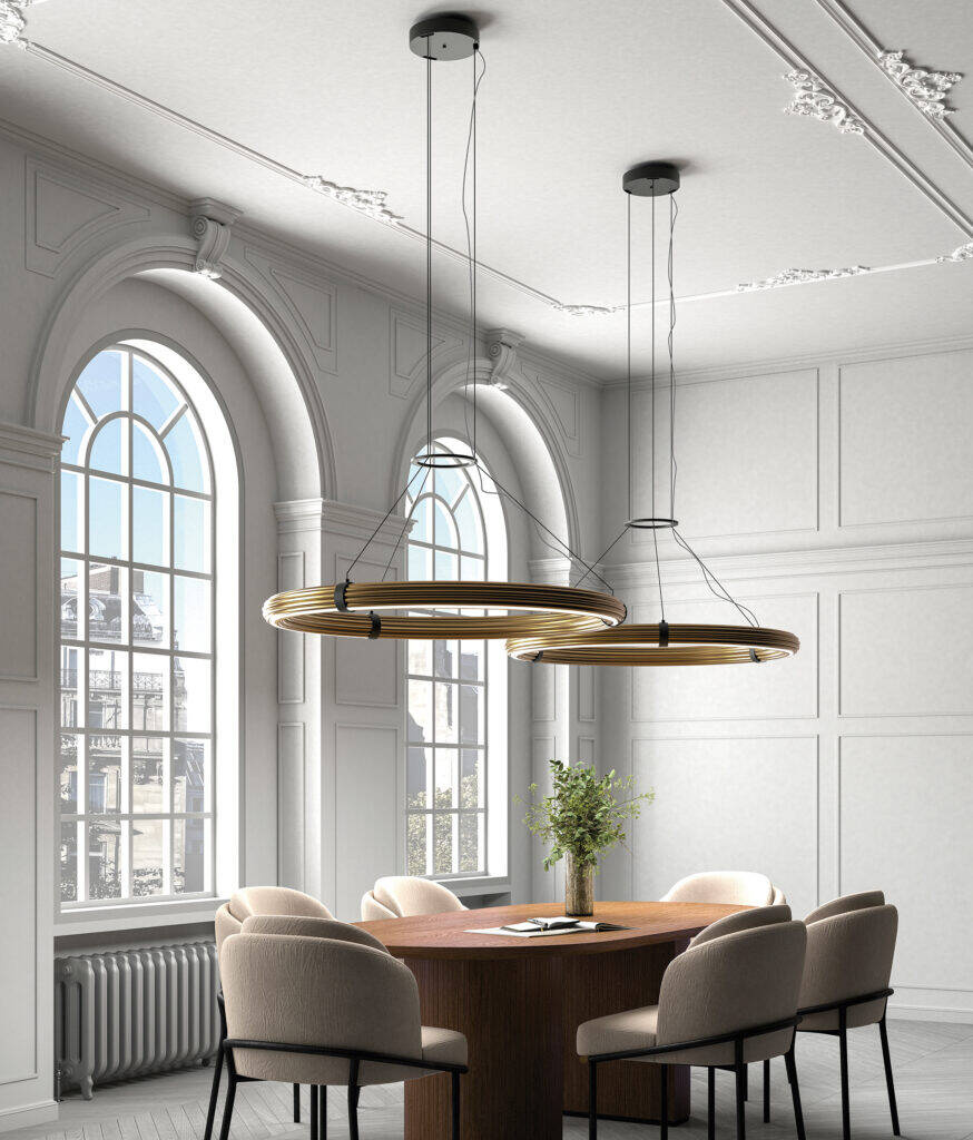 Aromas :: Elli L hanging lamp, diameter 107 cm, black with gold elements