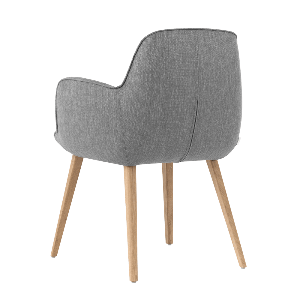 Mobitec :: Mood 101 upholstered chair, gray, with armrests, width 61 cm, wooden legs, piping