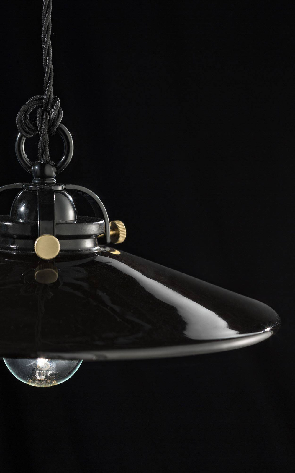 Ferroluce :: B&W black pendant lamp, diameter 31 cm