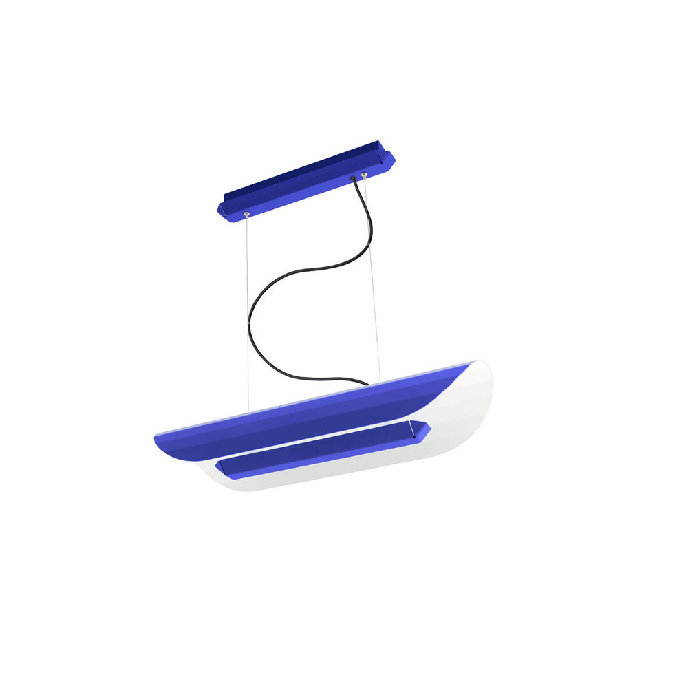 Kaspa :: Apolin linear pendant lamp, width 65 cm, cobalt and white