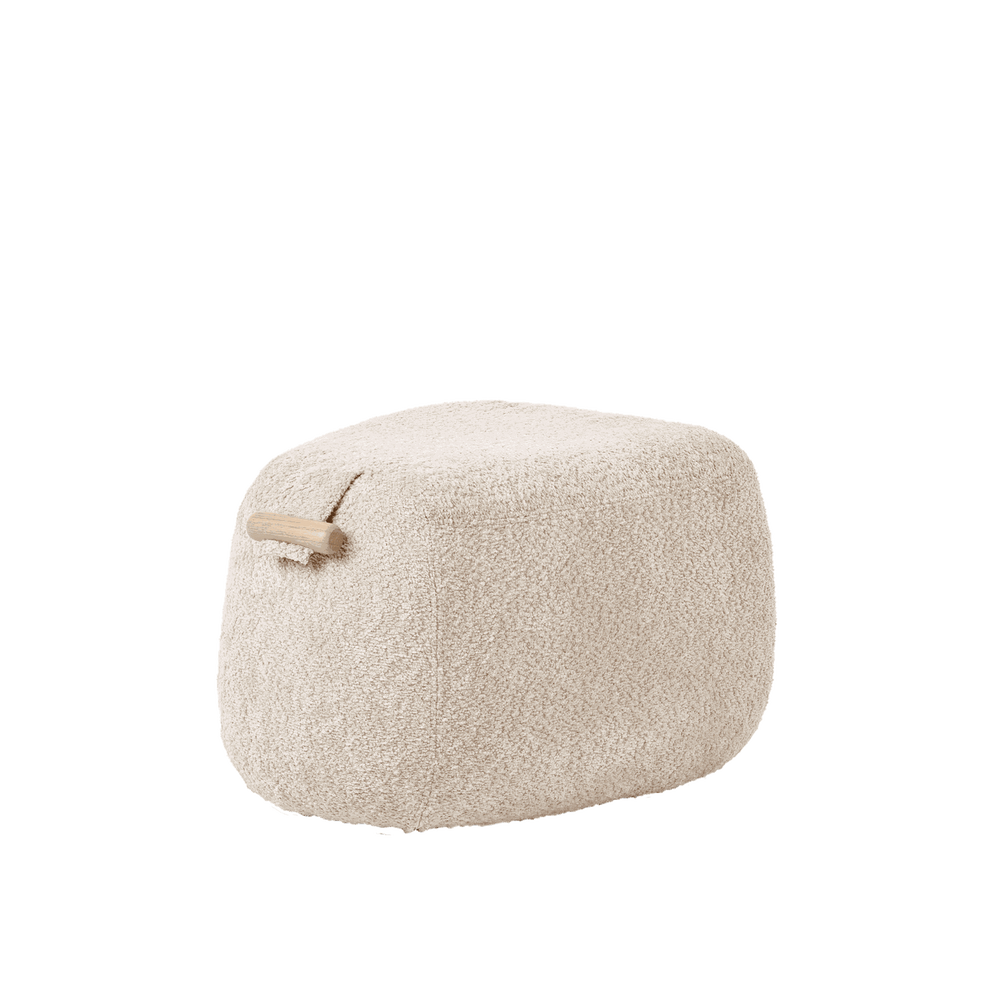 Mobitec :: Thalia upholstered pouf, gray, height 42 cm, with wooden handle