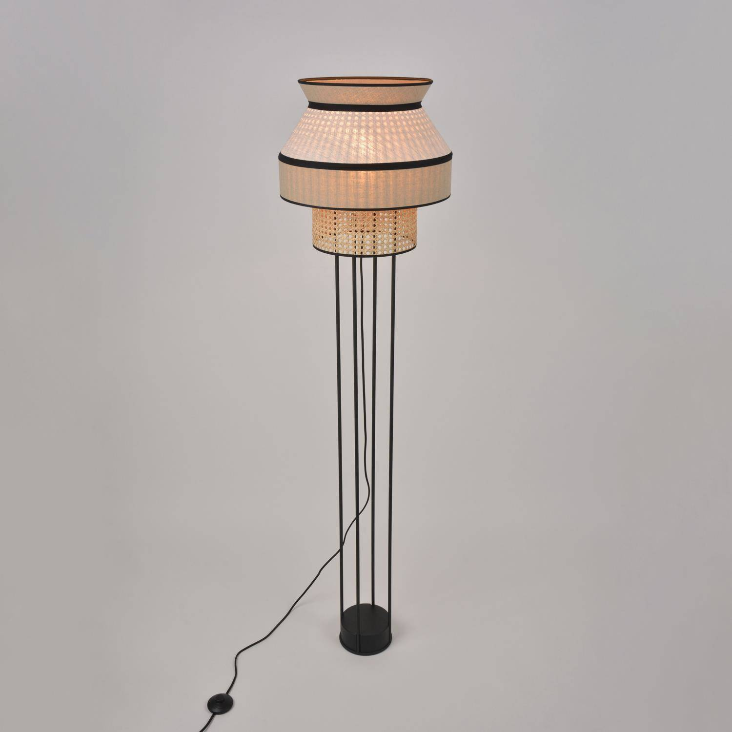 Marktset :: Singapur Stehleuchte, Muster 2, grau-beige, Höhe 158 cm