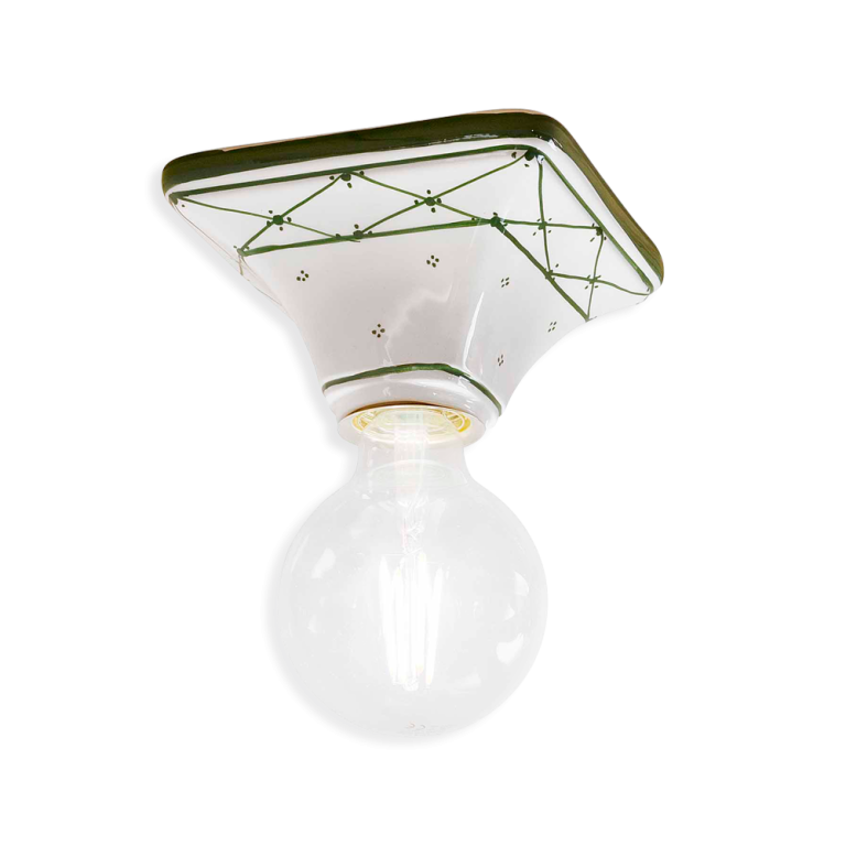 Ferroluce :: Trieste Deckenleuchte, weiß, mit dekorativem Ornament, Breite 15 cm