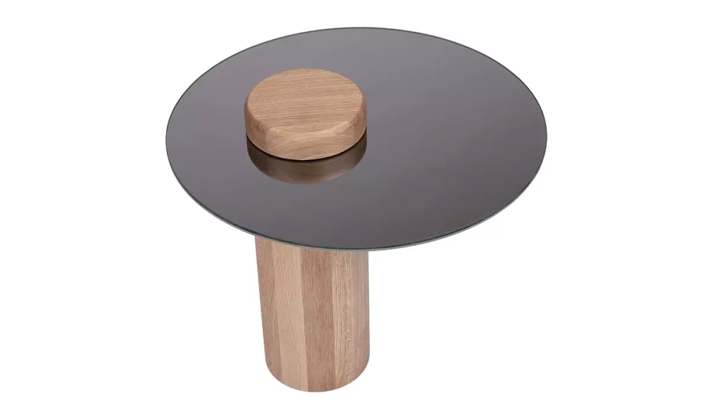 Nordifra :: Couchtisch aus Holz Tyk Round Oak Titanium Arbeitsplatte Höhe 35 cm grau