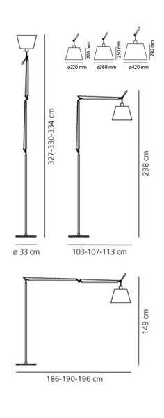 Artemide :: Floor lamp Tolomeo Mega dimmable silver dia 36 cm
