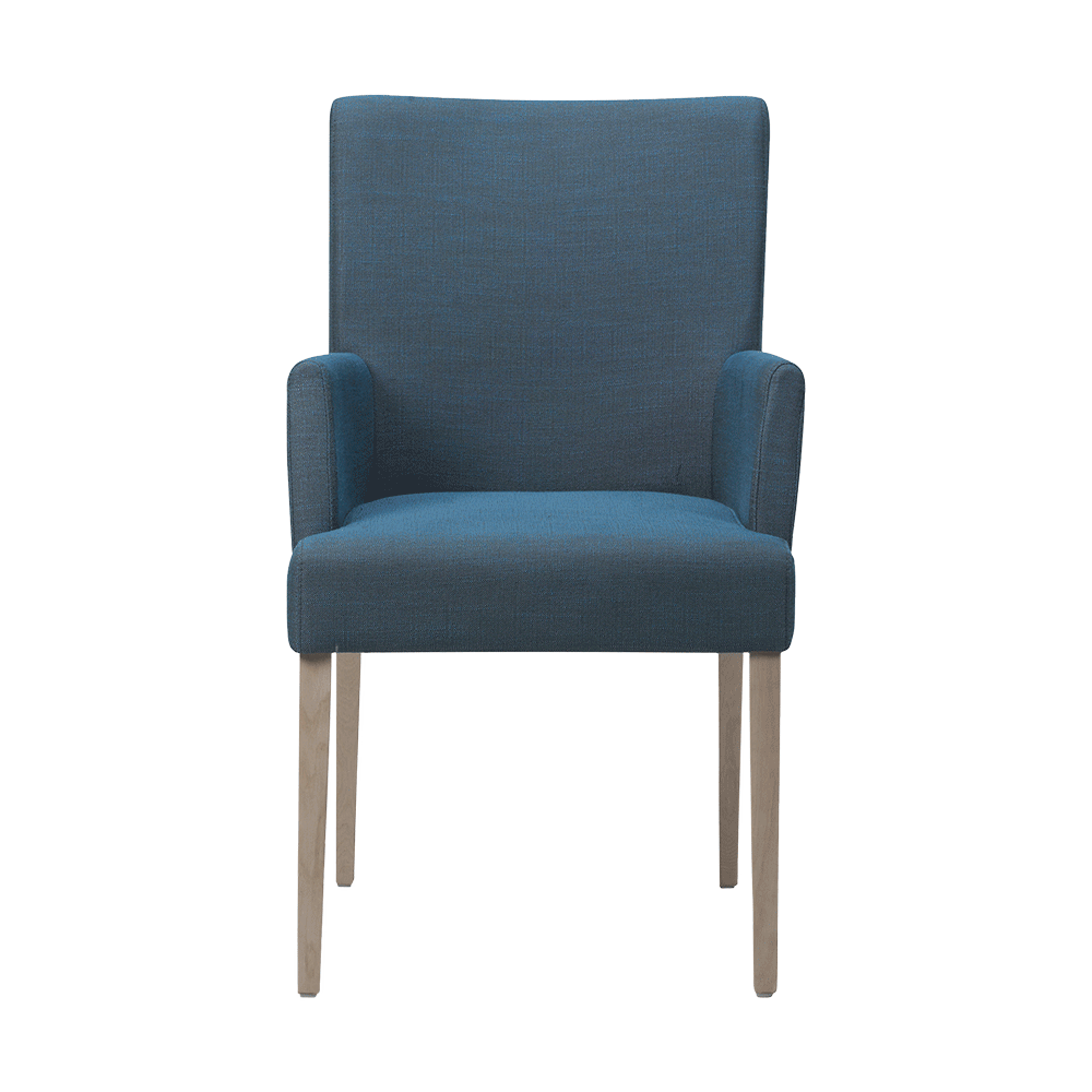 Mobitec :: Shanna C05 blue upholstered chair with armrests, width 57 cm, wooden legs