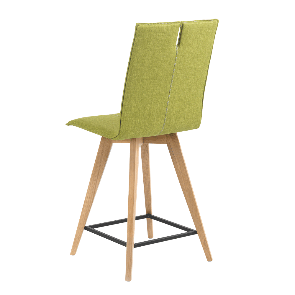 Mobitec :: Upholstered bar stool / bar stool Mood 31, height 108 cm, green, wooden legs