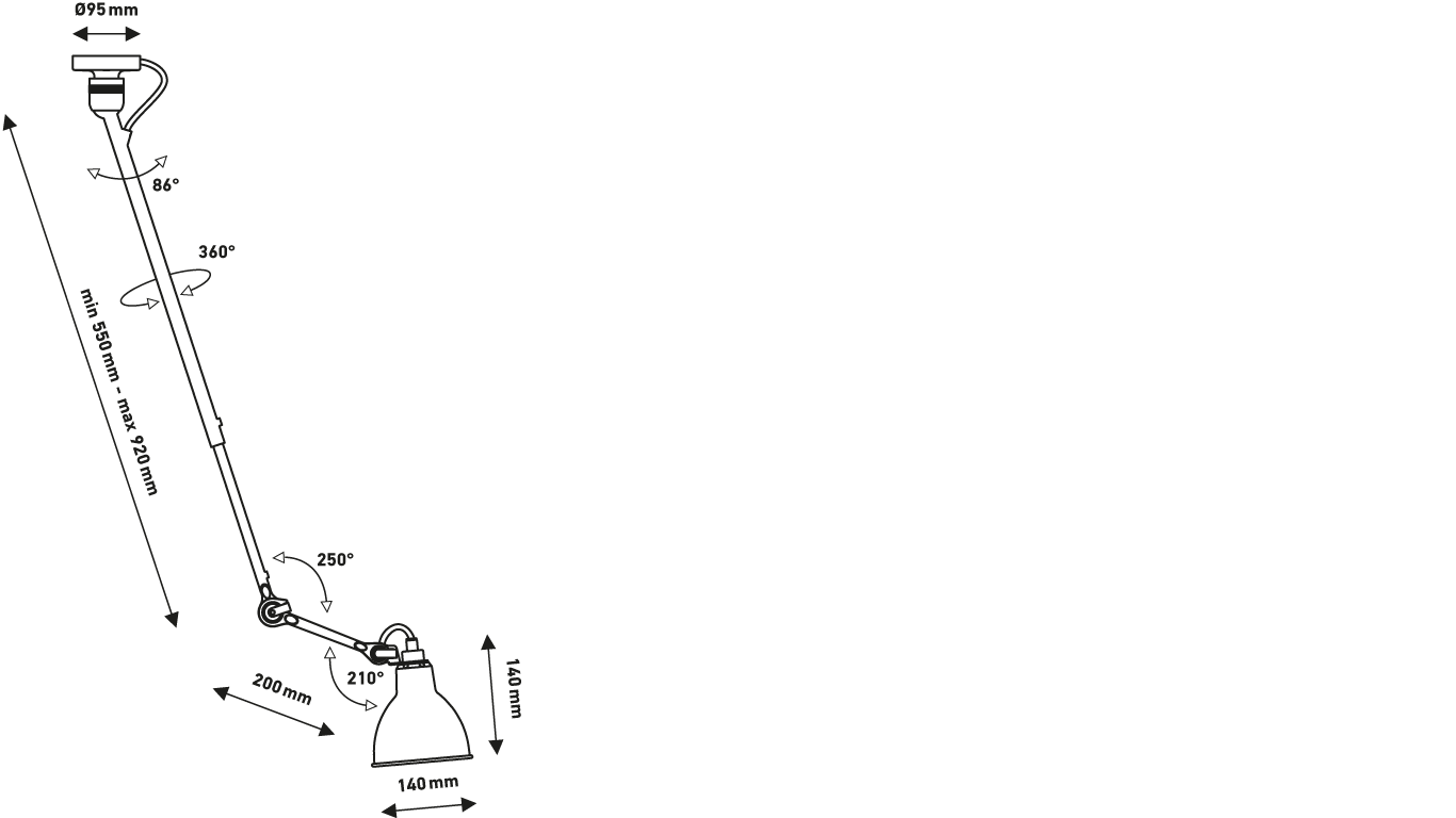 DCW:: Lampe Gras N° 302 ceiling lamp black diameter 14 cm