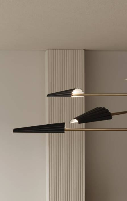 Aromas :: Bion hanging lamp 6, width 89 cm, gold and black