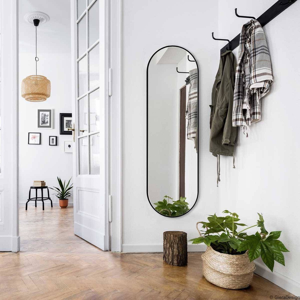 GieraDesign :: Wall mirror Ambient slim black oval in the hallway 40x150 cm