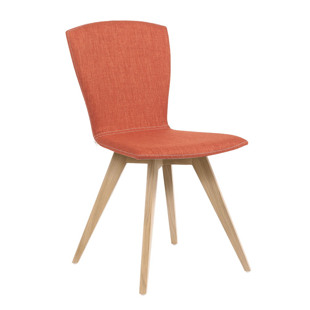 Mobitec :: Mood 21 upholstered chair, orange, width 47 cm, wooden legs