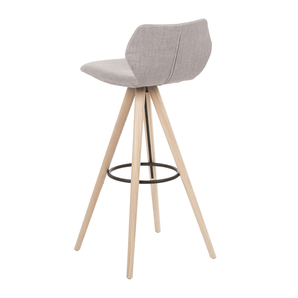 Mobitec :: Upholstered bar stool / bar stool Mood 91, height 102 cm, gray, wooden legs