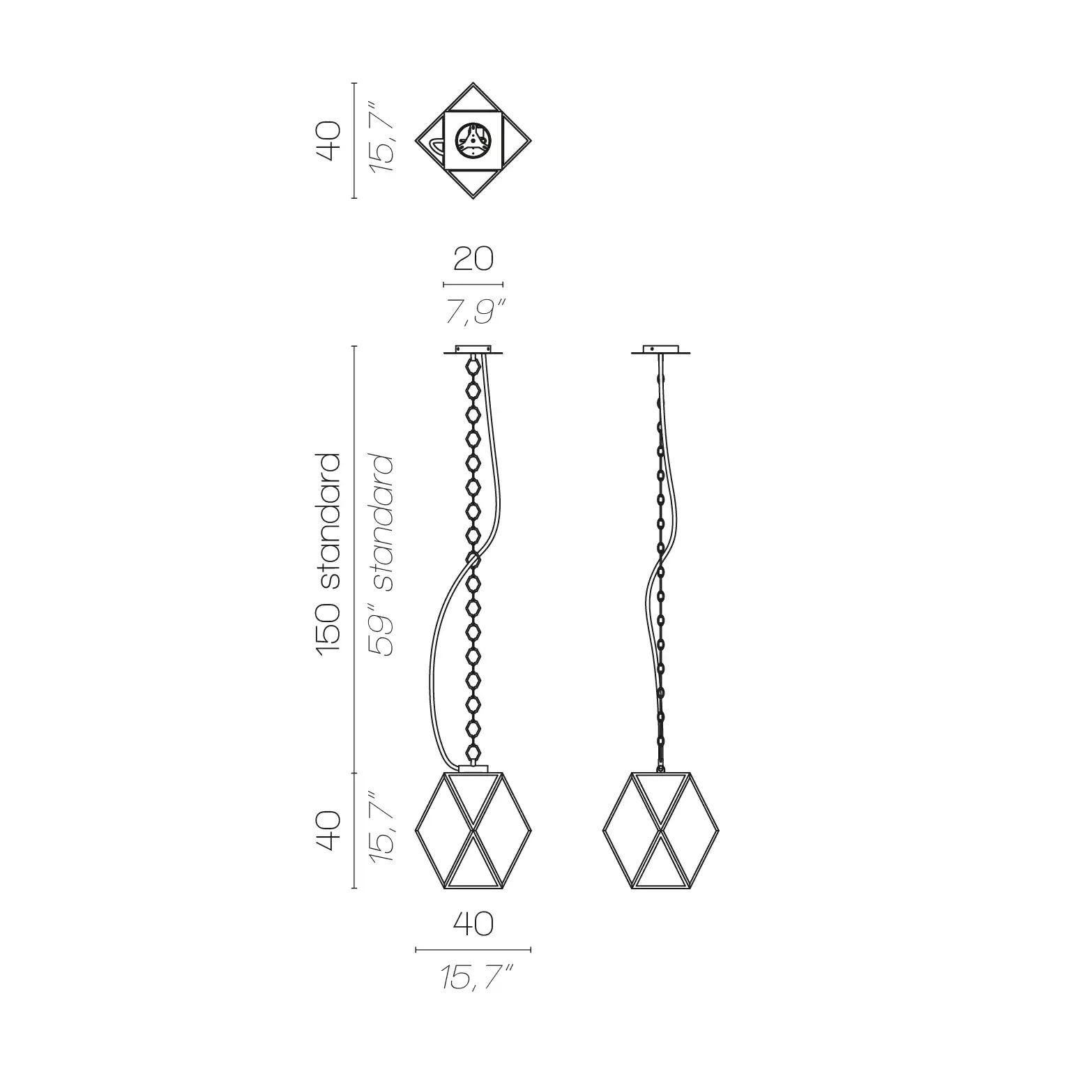 Contardi :: Muse Lantern So Outdoor-Hängelampe, Breite 40 cm, Größe M, Braun und Bernstein