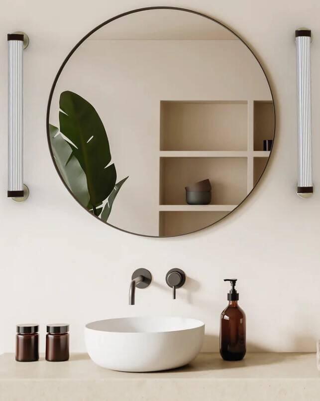 Robin :: Roseline wall lamp / sconce, height 60 cm, black and beige, IP44