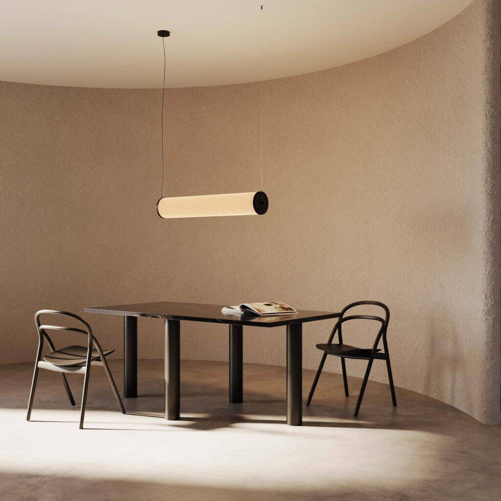 Aromas :: Nooi hanging lamp with linen shade, width 100 cm, horizontal