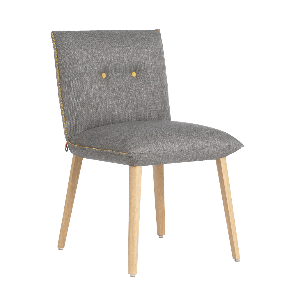 Mobitec :: Soda C15 upholstered chair, gray, width 49 cm, colored buttons
