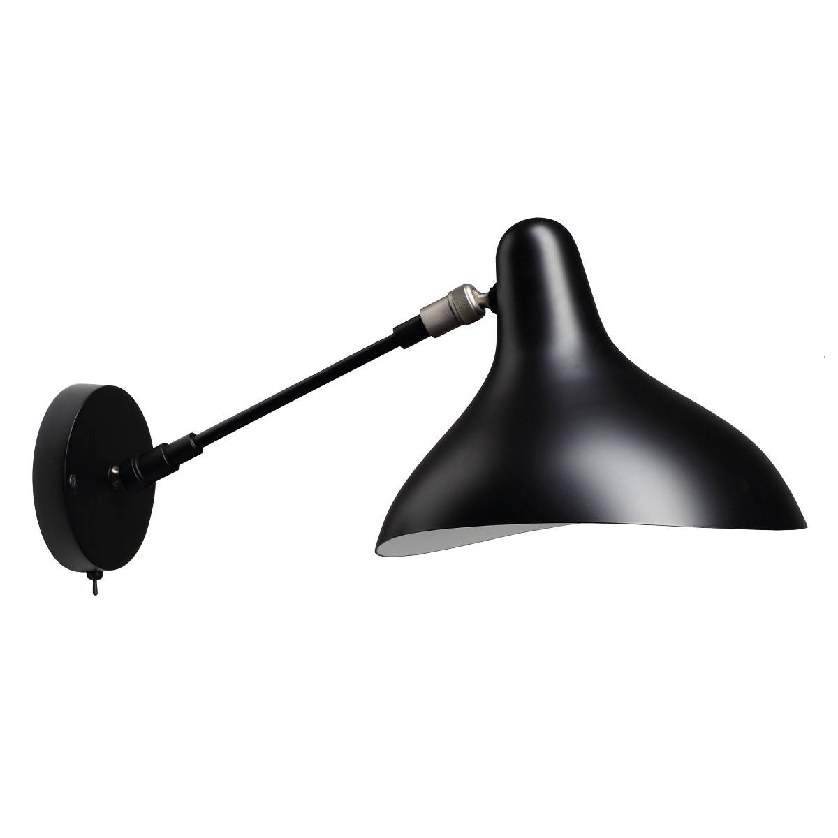 DCW:: Mantis BS5 black wall lamp, depth 45 cm