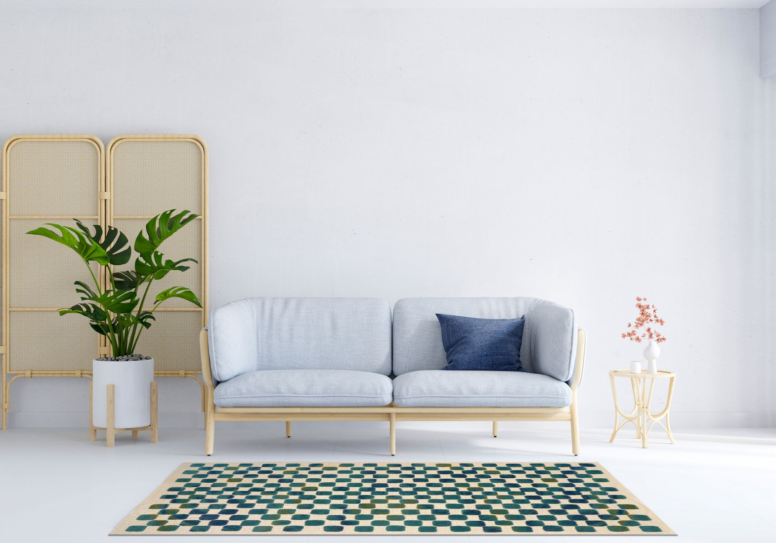 Teppichdekor :: Outdoor-Teppich Calma in Creme und Blau