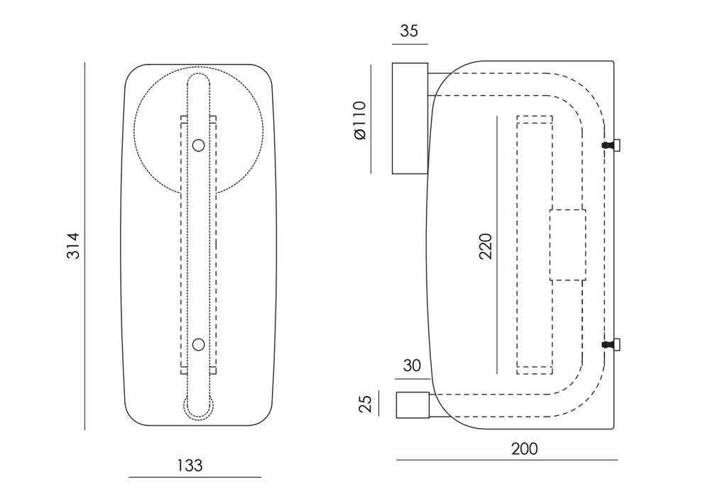 Aromas :: Lampa ścienna / kinkiet Lida rozm. S wys. 31 cm transparentne szkło / czarny metal