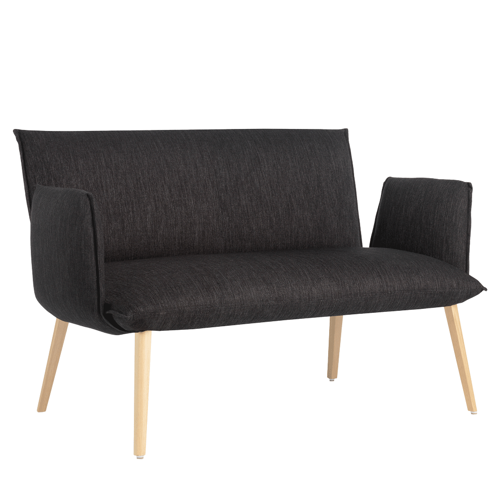 Mobitec :: 2-seater upholstered sofa/bench Soft C10, width 134 cm, dark gray with wooden legs