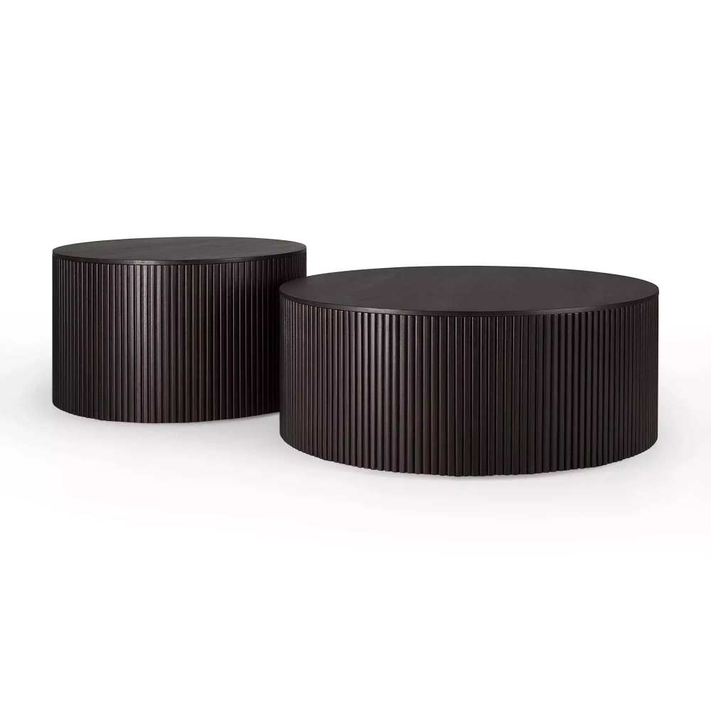 Ethnicraft :: Couchtisch aus Holz Mahogany runden Höhe 35 cm schwarz