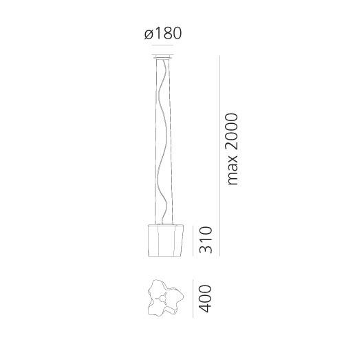 Artemide :: Hängelampe aus Glas Logico Breite 40 cm weiß