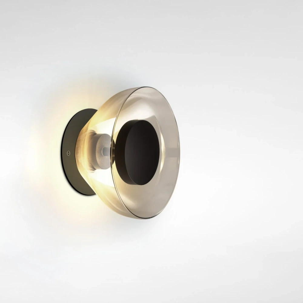 Marset :: Aura W/Canopy Wall Lamp, Black and Transparent, Diameter 17.9 cm