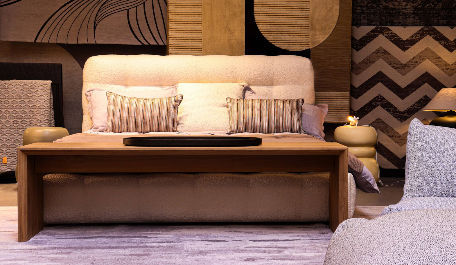 Nordic Line :: Michelle upholstered bed white bouclé 160x200 cm