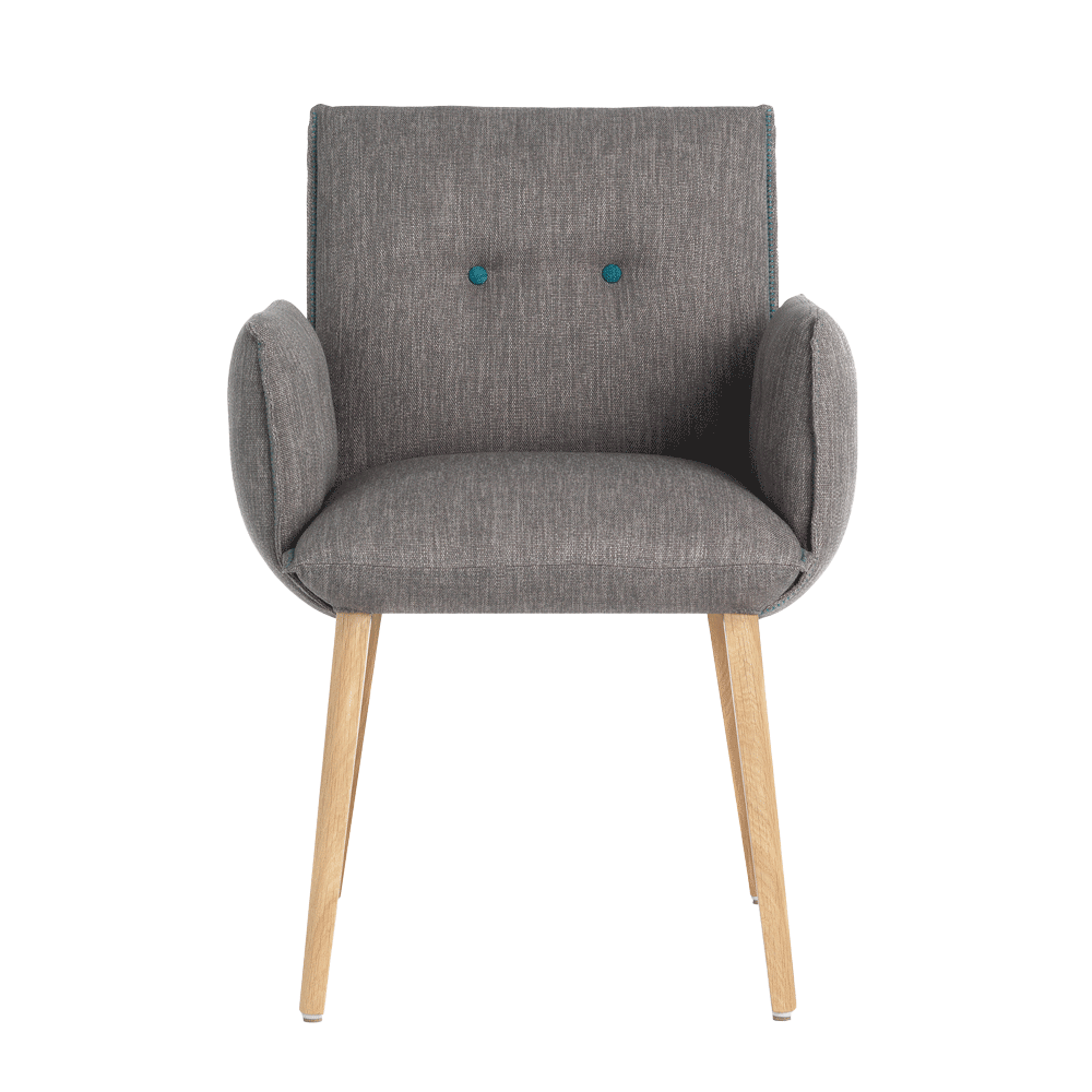 Mobitec :: Soda C18 gray upholstered chair with armrests, width 61 cm, colored buttons